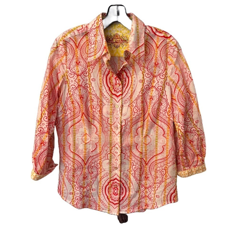 Robert Graham Women’s Button Down Shirt Paisley Pink  Style Toni Sz Small